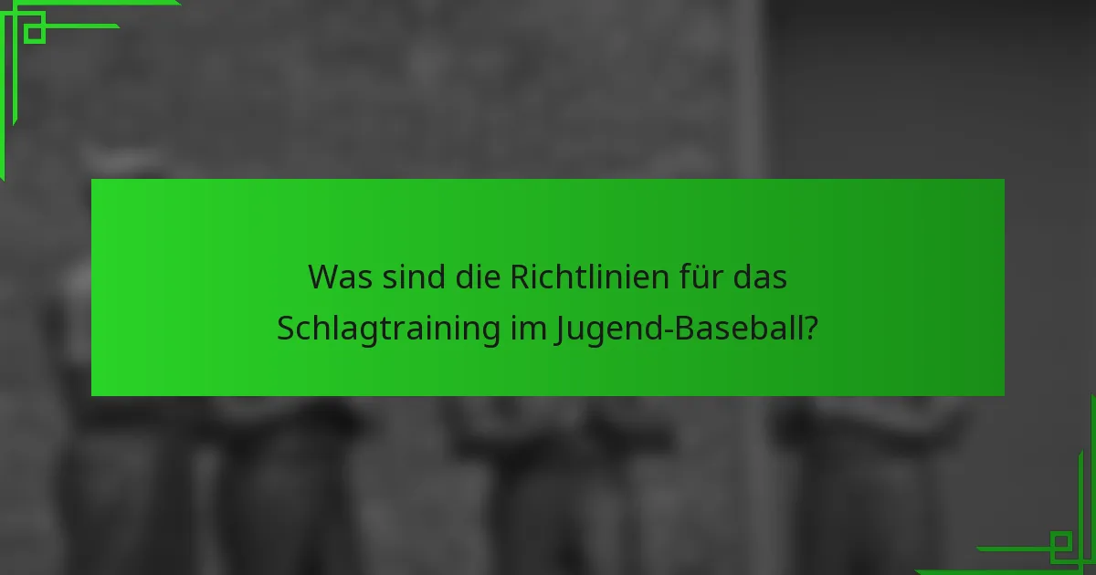 Was sind die Richtlinien für das Schlagtraining im Jugend-Baseball?