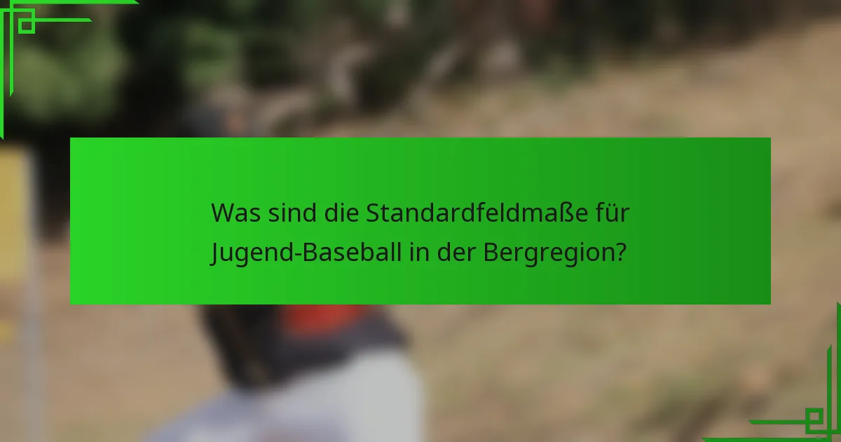 Was sind die Standardfeldmaße für Jugend-Baseball in der Bergregion?