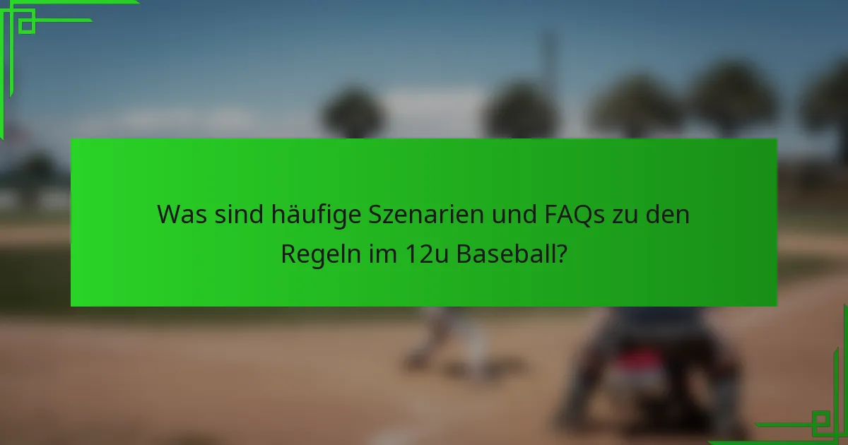 Was sind häufige Szenarien und FAQs zu den Regeln im 12u Baseball?