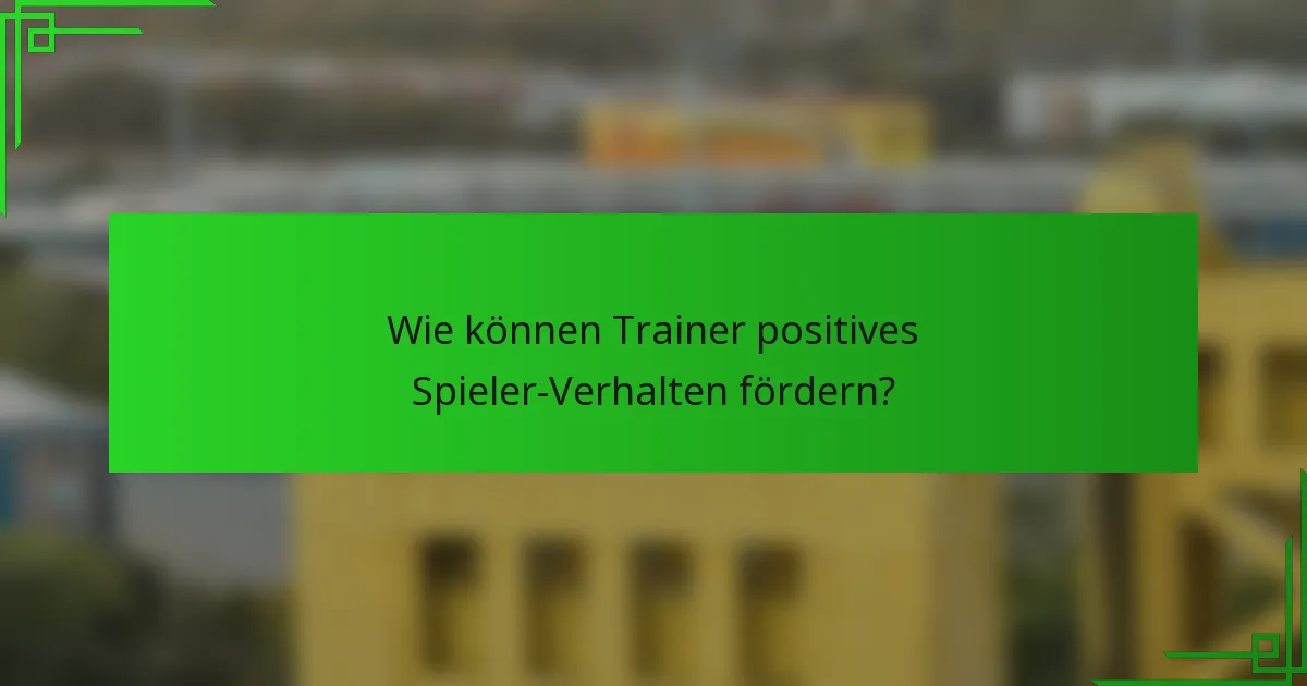 Wie können Trainer positives Spieler-Verhalten fördern?